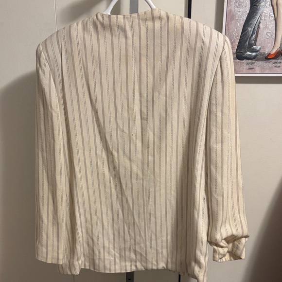 Petite Sophisticate Beige Pinstripe Blazer - Picture 6 of 6